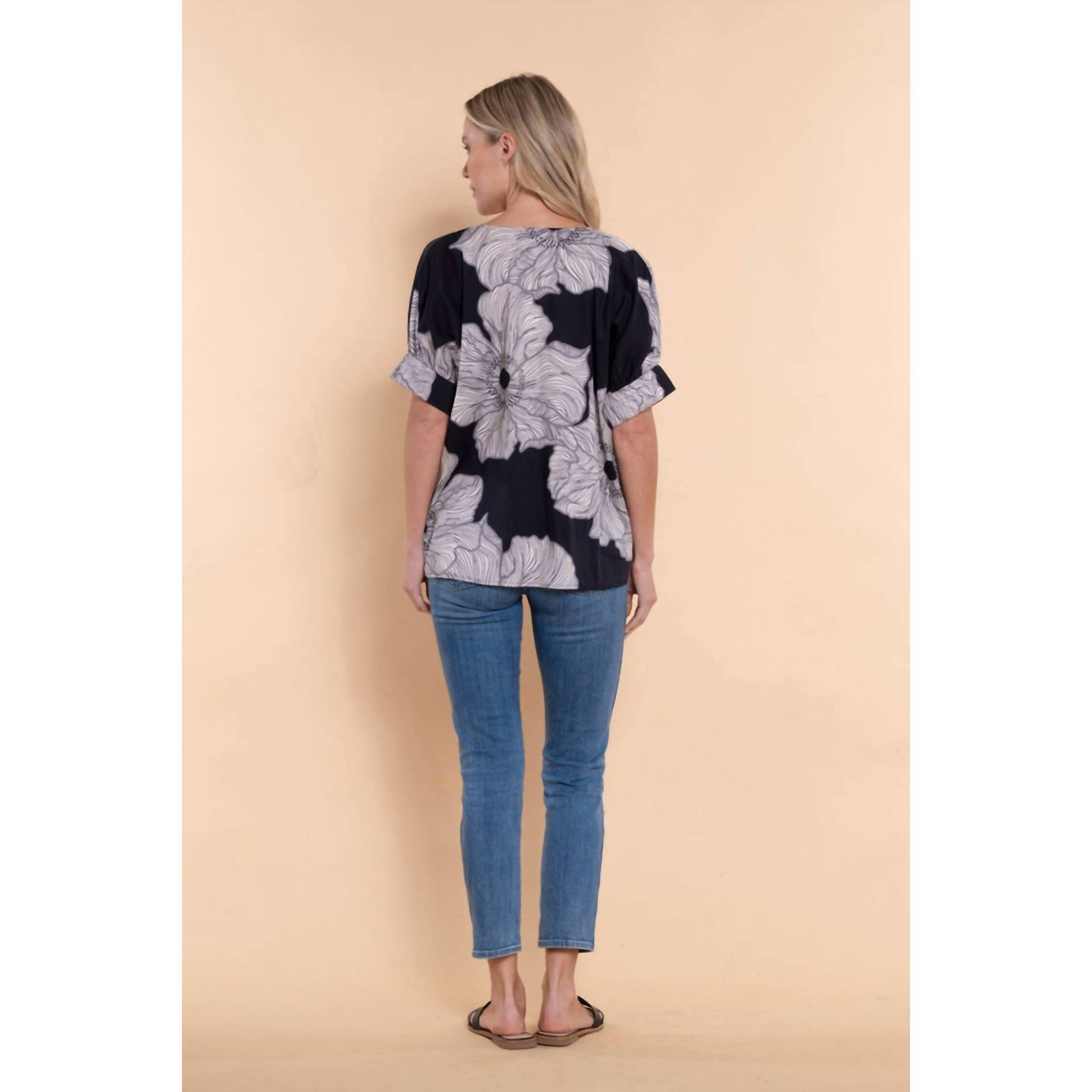 New Sheridan French Chloe V-Neck Blouse In Midnight Poppy — image 5 of 6